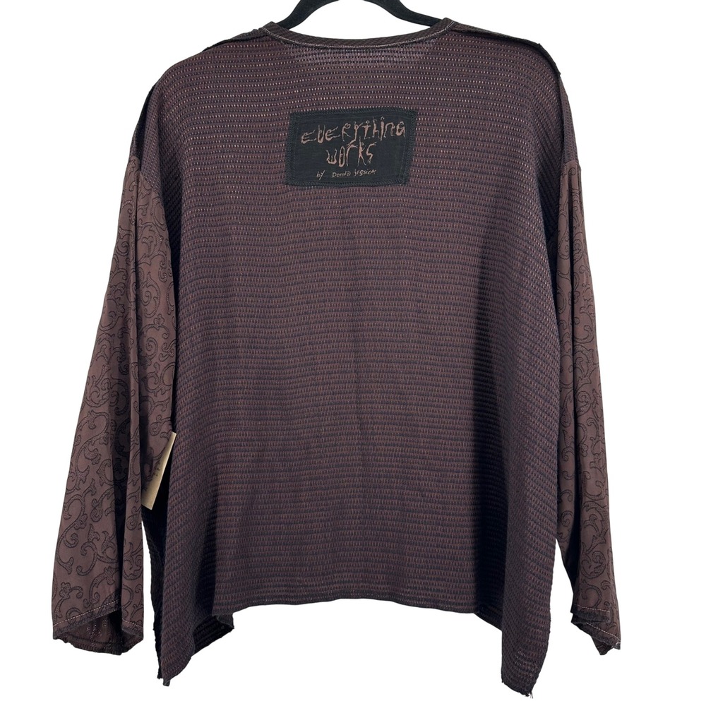 Everything Works Donna Jessica Jacket Top Women Brown Patchwork Lagenlook L - Picture 2 of 10